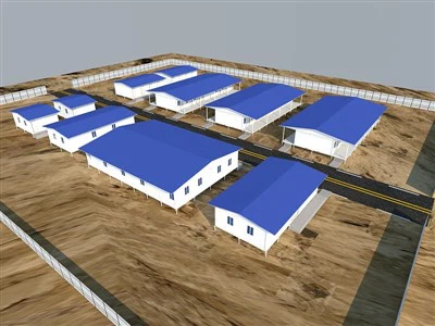 Diseño de campamento de construcción con contenedores prefabricados planos de 20 pies CBC en la Guayana Francesa