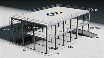 Diseño estructural, análisis de carga, lista de cantidades y capacidad de estacionamiento para un garaje de dos pisos de 50 m × 50 m (Nueva Zelanda)