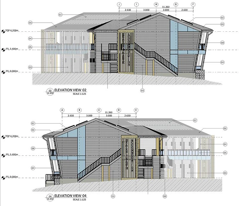 Lista de materiales y diseño estructural de hotel prefabricado de dos pisos para cliente de Brasil